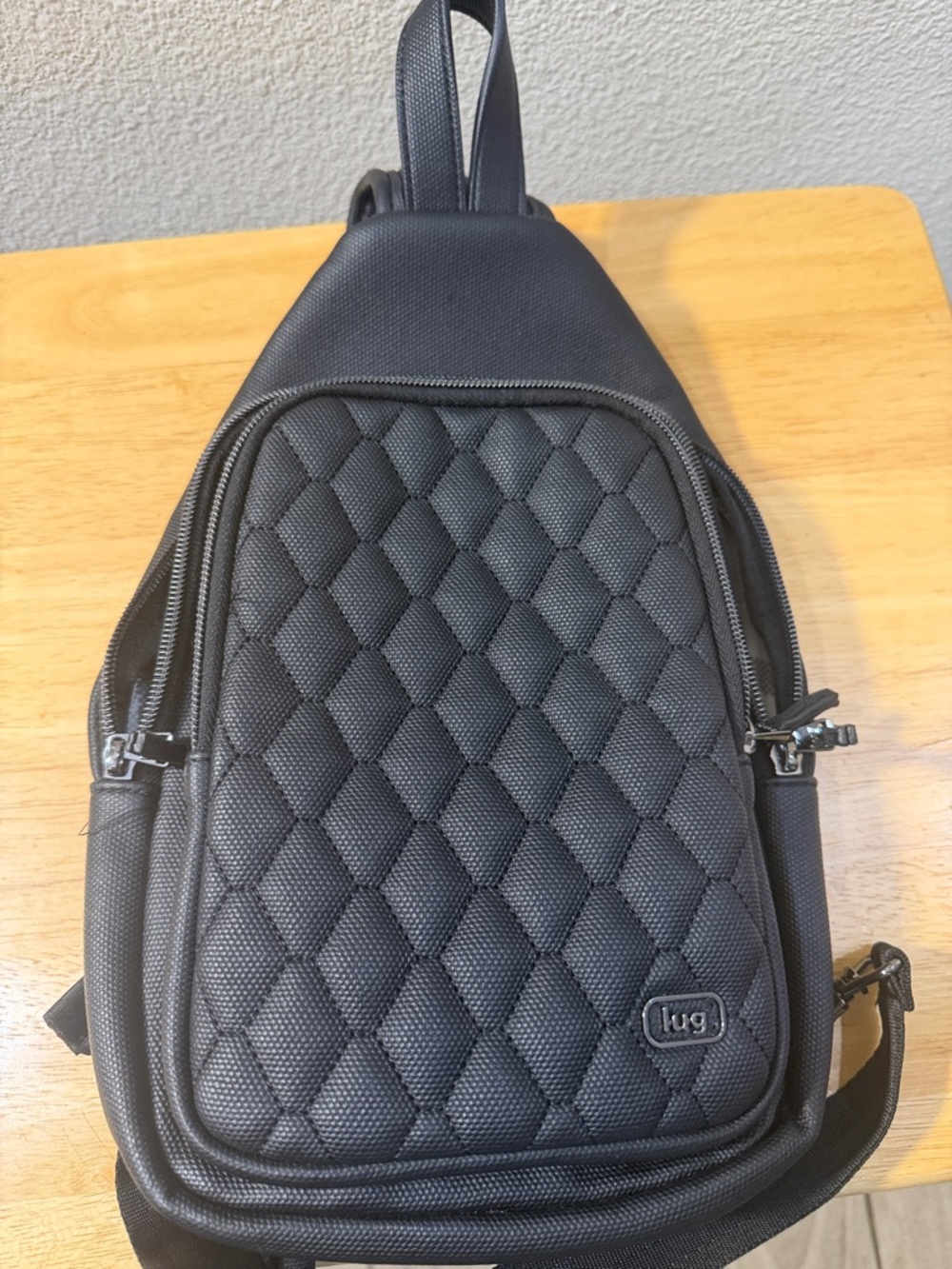 lug Black Quilted Sling Bag for Men